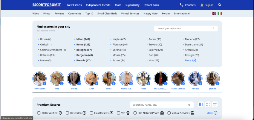 italy escort sites - escortforumit interface